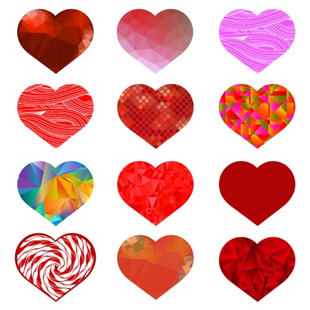 Set of Different Red Hearts. Romantic Symbol  of Love.のイラスト素材