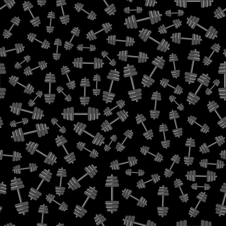Metallic Dumbell Seamless Background. Sport Fitness Patternのイラスト素材
