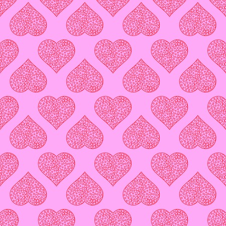 Seamless Hearts Pattern Isolated on Pink Background. Valentines Day Banner
