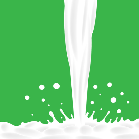 Pouring Milk Splash on Green Background. Milk Poured Down. Milk Background.のイラスト素材