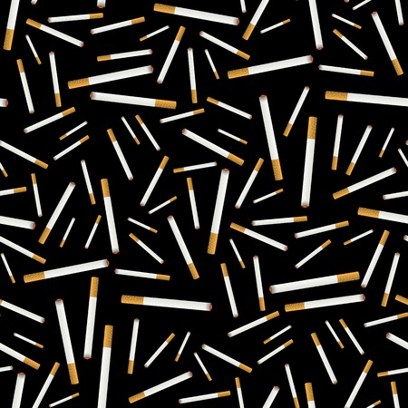 Burning Cigarette Seamless Pattern on Black Backgroundのイラスト素材