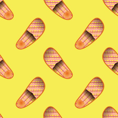 Home Soft Orange Slippers Seamless Pattern on Yellow Backgroundのイラスト素材