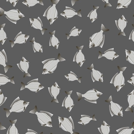Set of Fish Isolated on Grey Background. Carp Seamless Patternのイラスト素材
