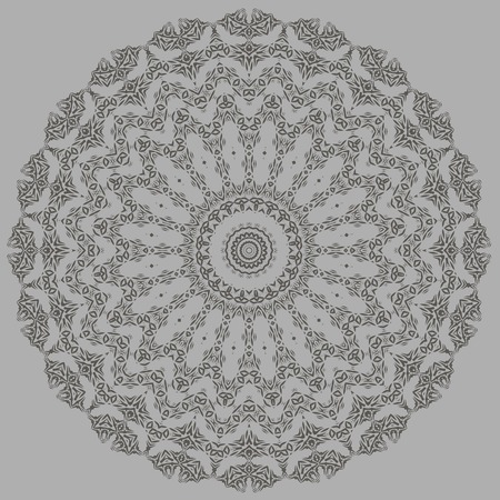 Grey Ornamental Line Pattern. Decorative Texture. Oriental Geometric Ornamentのイラスト素材
