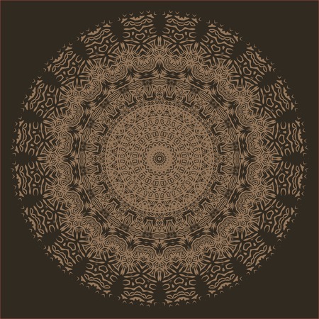 Brown Ornamental Line Pattern. Endless Texture. Oriental Geometric Ornamentのイラスト素材