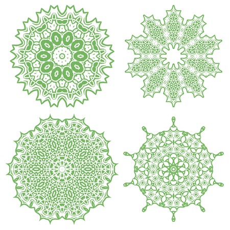Green Ornamental Line Pattern. Endless Texture. Oriental Geometric Ornamentのイラスト素材