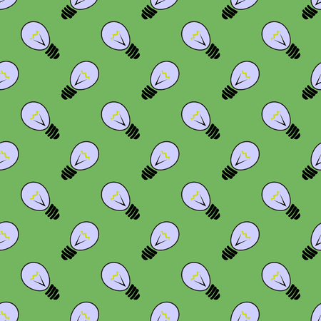 Electric Lamp Seamless Pattern on Green Backgroundのイラスト素材
