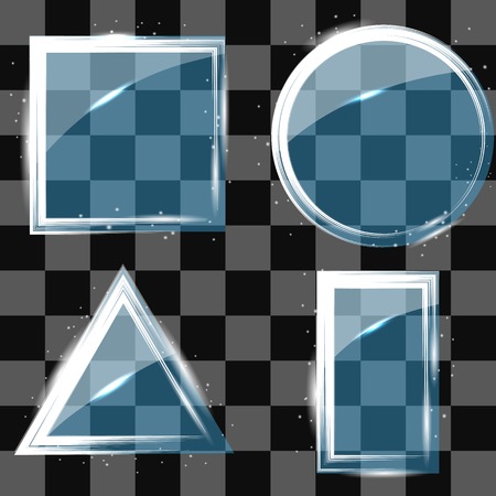 Different Glass Banners on Grey Checkered Backgroundのイラスト素材