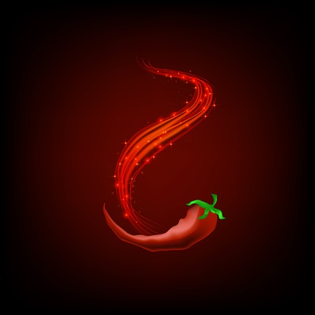 Hot Red Fresh Pepper with Red Lights on Dark Backgroundのイラスト素材