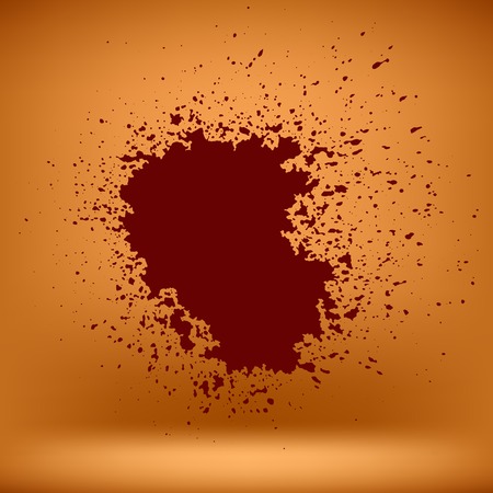 Grunge Red Blood Blob on Orange Wallのイラスト素材