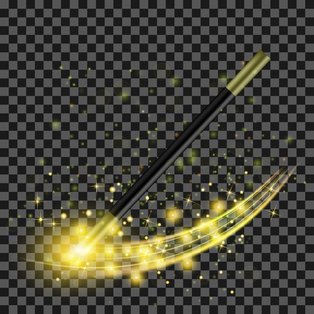 Realistic Magic Wand with Starry Lights on Checkered Backgroundのイラスト素材
