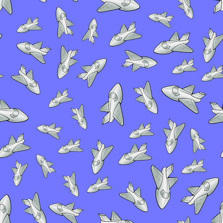 Seamless Aircraft Blue Background. Concept Airplane Patternのイラスト素材