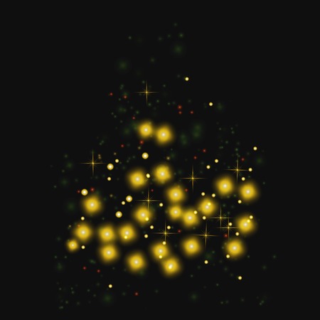 Starry Light Background. Yellow Glowing Stars. Speed Motion Effect. Sparcle Glittersのイラスト素材