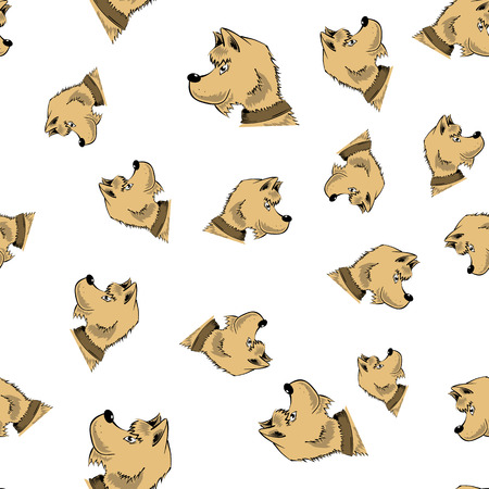 Head of Dog Seamless Pattern Isolated on White Backgroundのイラスト素材
