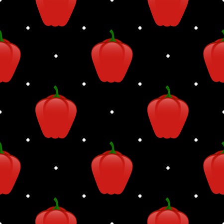 Fresh Red Seamless Pattern on Black Backgroundのイラスト素材
