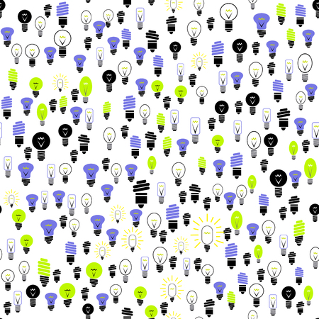 Electric Lamp Seamless Pattern on White Backgroundのイラスト素材