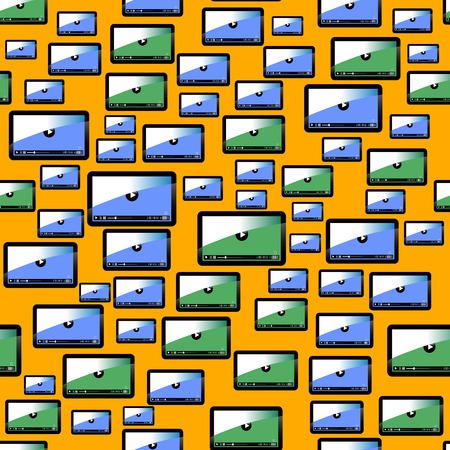 Video Player Seamless Pattern Isolated on Orange Backgroundのイラスト素材