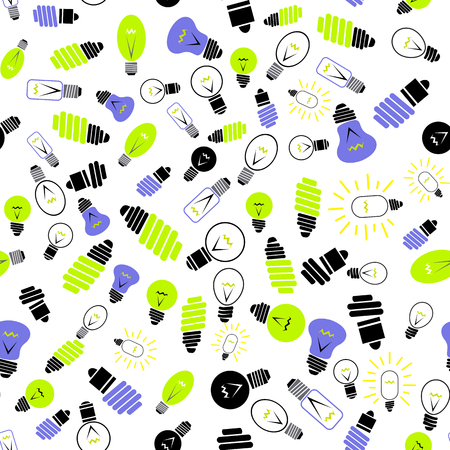 Electric Lamp Seamless Pattern on White Backgroundのイラスト素材
