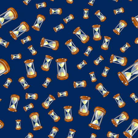 Sandclock Seamless Pattern Isolated on Blue Background