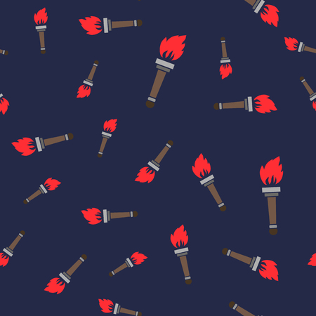 Torch Silhouette Seamless Pattern Isolated on Blue Backgroundのイラスト素材