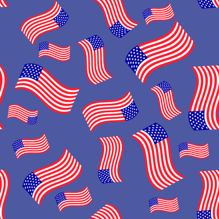 American Flag Seamless Pattern Isolated on Blue Backgroundのイラスト素材