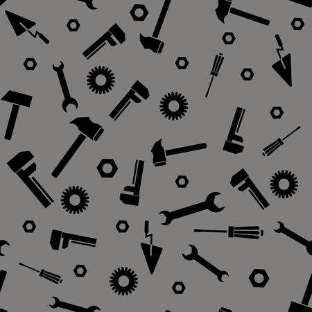 Instruments Silhouette Seamless Pattern on Grey Backgroundのイラスト素材