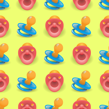 Blue Red Nipple Seamless Pattern Isolated on Yellow Backgroundのイラスト素材