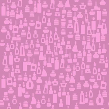Glass Cosmetic Bottles Seamless Pattern Isolated on Pink Backgroundのイラスト素材