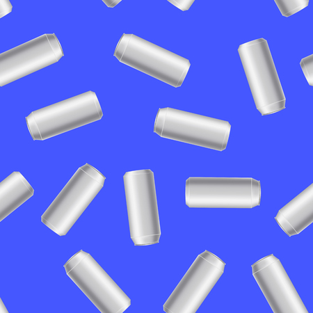 Silver Drink Can Seamless Pattern Isolated on Blue Backgroundのイラスト素材