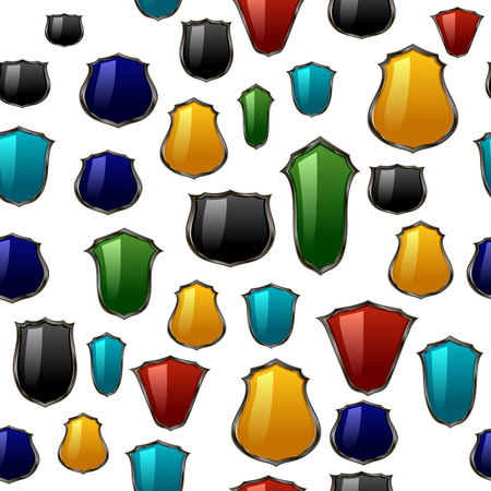 Colored Shield Seamless Pattern Isolated on White Backgroundのイラスト素材