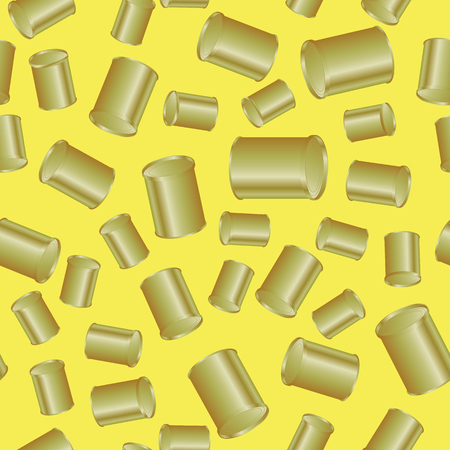 Metal Cans Seamless Pattern on Yellow Backgroundのイラスト素材