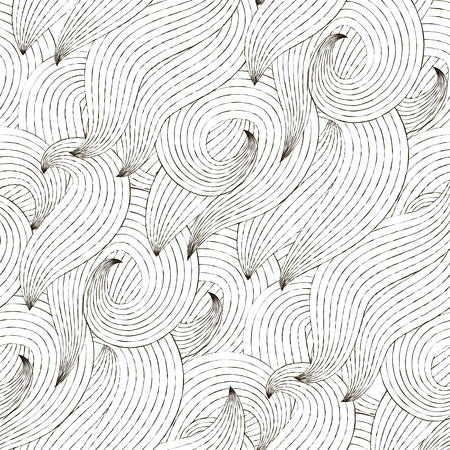 Vector Seamless Wave Hand-drawn Pattern. Random Striped Textureのイラスト素材