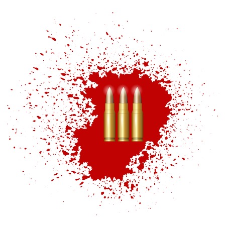 Bullet Set Isolated on Red Blood Splatter vector illustrationのイラスト素材