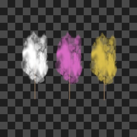 Set of Colored Sweet Cotton Candy Isolated on Grey Checkered Backgroundのイラスト素材