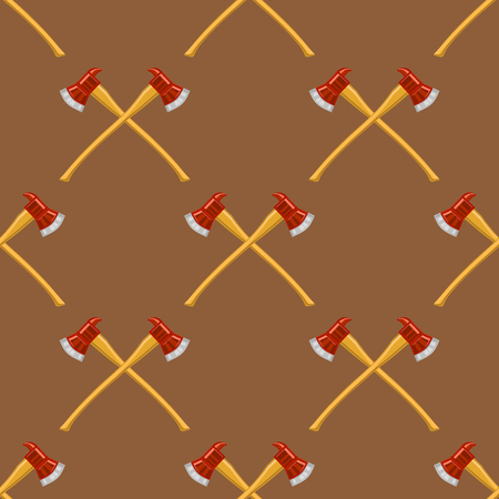 Firefighter Cross Axes SeAmless Pattern Isolated on Brown Backgroundのイラスト素材