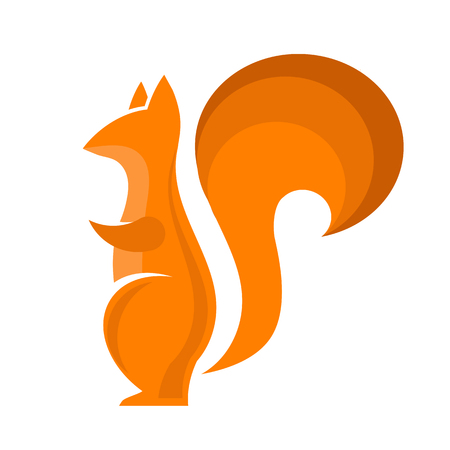 Orange Squirrel Icon Isolared on White Background. Omnivorous Rodent with Fluffy Tailのイラスト素材