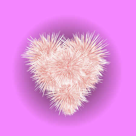 Fur Pink Heart Isolated on Blurred Backgroundのイラスト素材