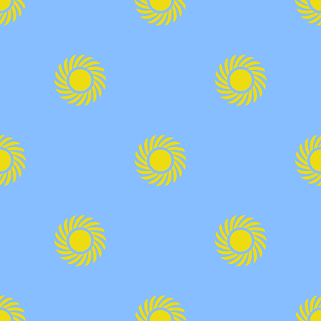 Yellow Sun Seamless Pattern on Blue Backgroundのイラスト素材
