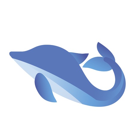 Sea Dolphin Logo. Fish Blue Icon Isolated on White Backgroundの写真素材