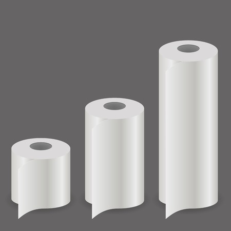 White Paper Roll Set Isolated on Grey Backgroundのイラスト素材