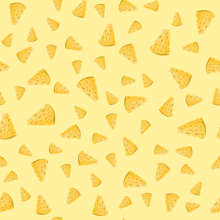 Cheese Slices Seamless Pattern on Yellow. Milk Product Backgroundの写真素材