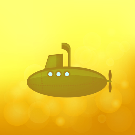 Yellow submarine sails on yellow blurred backgroundのイラスト素材