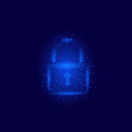 Cyber Security Concept. Padlock Isolated on Blue Backgroundのイラスト素材