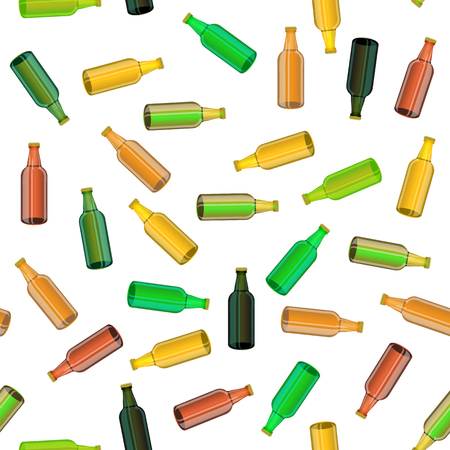 Colored Glass Bottle Seamless Pattern on White Backgroundの写真素材