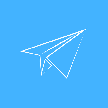Paper Plane Icon Isolated on Blue Backgroundのイラスト素材