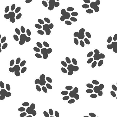 Seamless Cat Animal Paw Pattern. Print of Paw Backgroundの写真素材