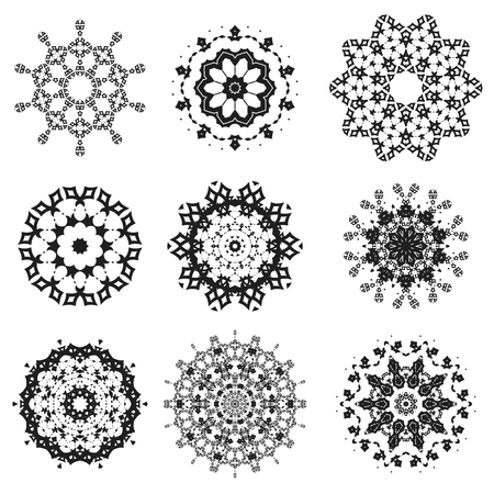 Set of Mandala Isolated on White Backgroundの写真素材