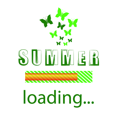 Summer Loading. Seasonal Inscription Template. Butterfly Concept ard. Progress Bar Design.のイラスト素材