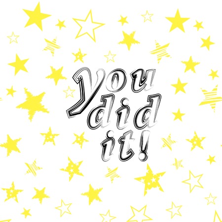 You did it text isolated on starry backgroundのイラスト素材