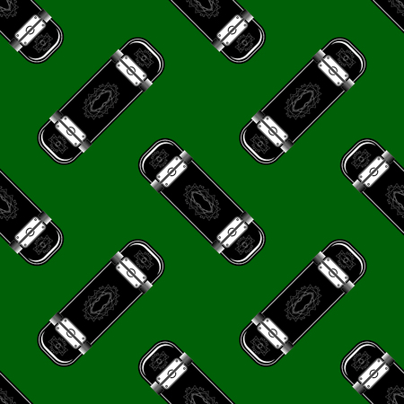 Skate Board Icon Seamless Pattern Isolated on Green Background.のイラスト素材